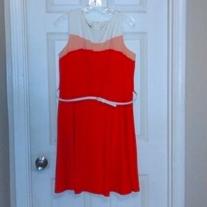 Dressbarn Coral Dress with White Cardigan